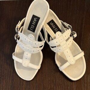 Vaneli White Sandals with Rhinestones - WIDE WIDTH (6W)